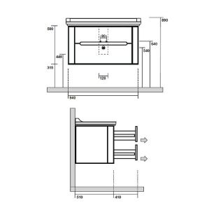 Тумба под раковину Kerasan Waldorf 74 925646 подвесная Noce